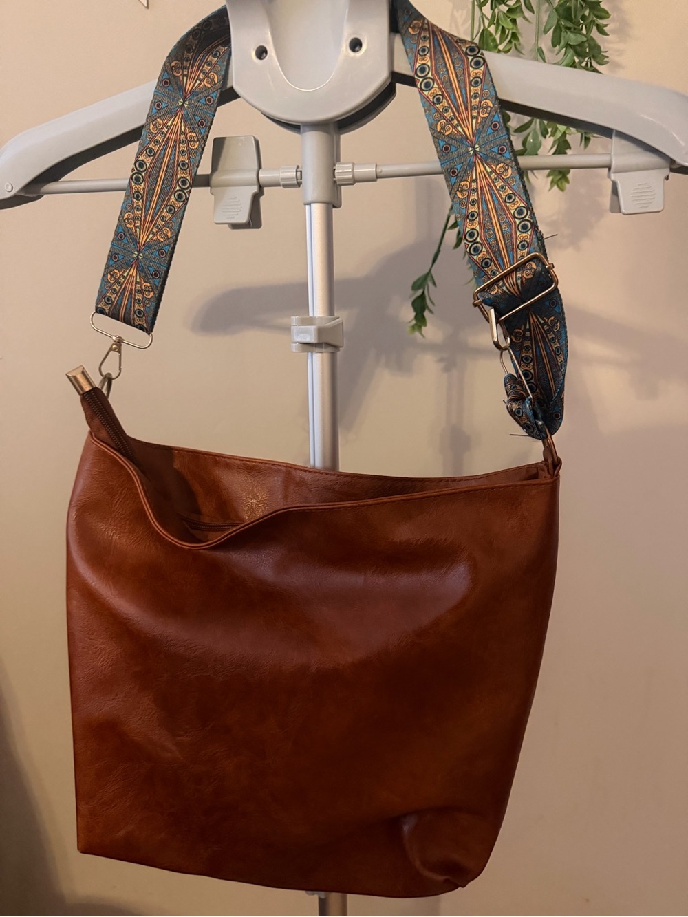 Shein Brown Vintage Retro Crossbody, Casual Shoulder purse with aqua strap - Picture 2 of 8